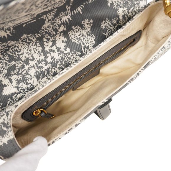 Christian Dior Shoulder Bag Saddle Bag Gray Canvas Gold Hardware Pre-owned Women - Picture 4 of 16